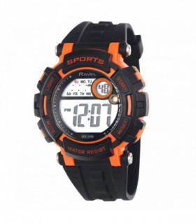 Ravel Mens 3ATM Digital Sports Black/Orange2 Watch RDG.14.19
