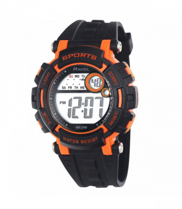 Ravel Mens 3ATM Digital Sports Black/Orange2 Watch RDG.14.19