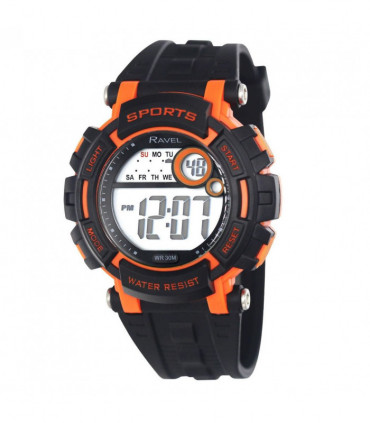 Ravel Mens 3ATM Digital Sports Black/Orange2 Watch RDG.14.19