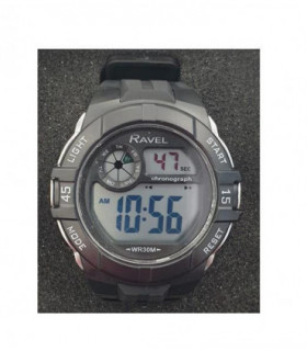 Ravel Mens 3ATM Digital Sports Black/Silver Watch RDG.14.14