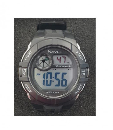 Ravel Mens 3ATM Digital Sports Black/Silver Watch RDG.14.14