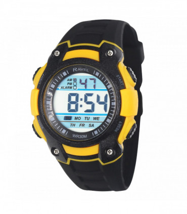 Ravel Mens 3ATM Digital Sports Yellow Watch RDG.14.17