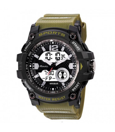 Ravel Mens Ana-Digi Dual time 5ATM Sports Khaki Digital Watch RDT.2B