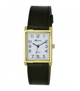 Ravel Mens Classic Black Leather Strap Watch R0120.01.1A