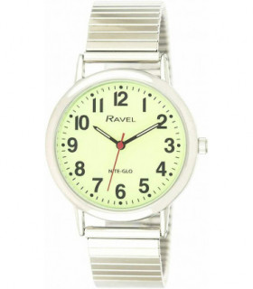 Ravel Mens Glow in The Dark Luminous Dial Watch - Stainless Steel Expander Bracelet R.GLEX.01