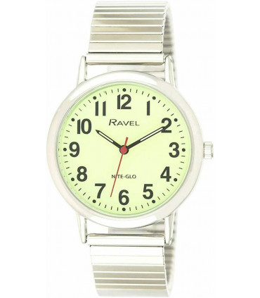 Ravel Mens Glow in The Dark Luminous Dial Watch - Stainless Steel Expander Bracelet R.GLEX.01