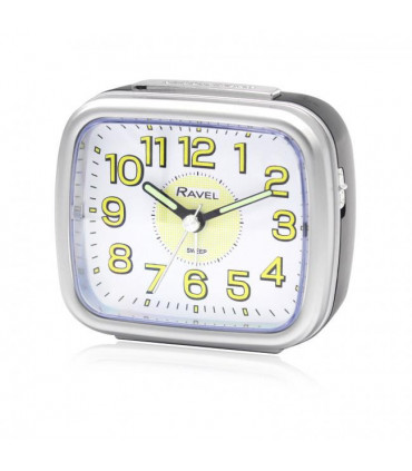 Ravel Mid sized Bedside Quartz Alarm Clock Black/Silver RC044.13