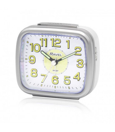 Ravel Mid sized Bedside Quartz Alarm Clock White/Silver RC044.14