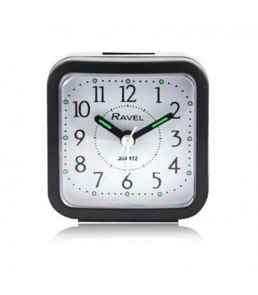 Ravel Rectangular Mini Bedside Quartz Alarm Clock - Black RC043.3
