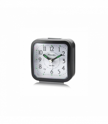 Ravel Rectangular Mini Bedside Quartz Alarm Clock - Black RC043.3