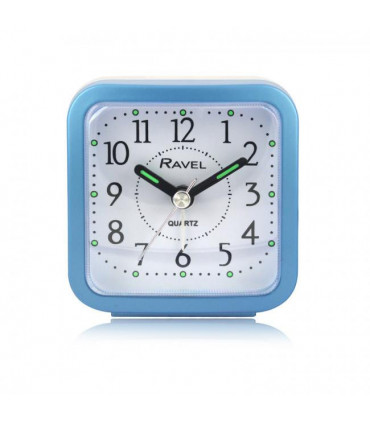 Ravel Rectangular Mini Bedside Quartz Alarm Clock - Blue RC043.6
