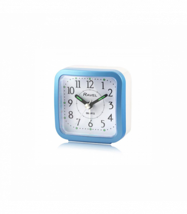 Ravel Rectangular Mini Bedside Quartz Alarm Clock - Blue RC043.6