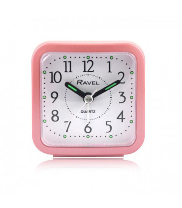 Ravel Rectangular Mini Bedside Quartz Alarm Clock - Pink RC043.5