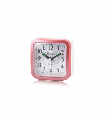 Ravel Rectangular Mini Bedside Quartz Alarm Clock - Pink RC043.5
