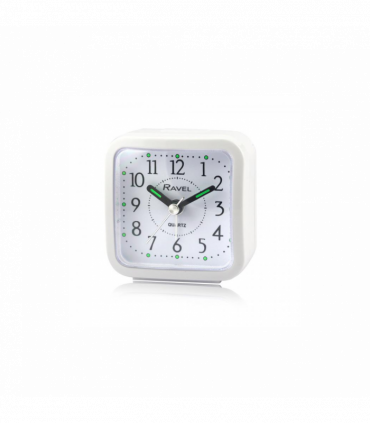Ravel Rectangular Mini Bedside Quartz Alarm Clock - White RC043.4