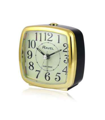 Ravel Retro Styled Small Size Bedside Quartz Alarm Clock - Black / Gold RC041.32