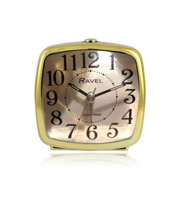 Ravel Retro Styled Small Size Bedside Quartz Alarm Clock - Black / Gold RC041.32