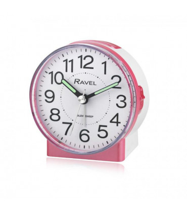 Ravel Round Mid Sized Bedside Quartz Alarm Clock - Pink RC039.5