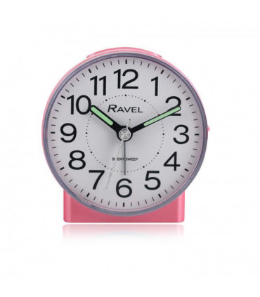 Ravel Round Mid Sized Bedside Quartz Alarm Clock - Pink RC039.5