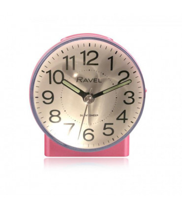 Ravel Round Mid Sized Bedside Quartz Alarm Clock - Pink RC039.5