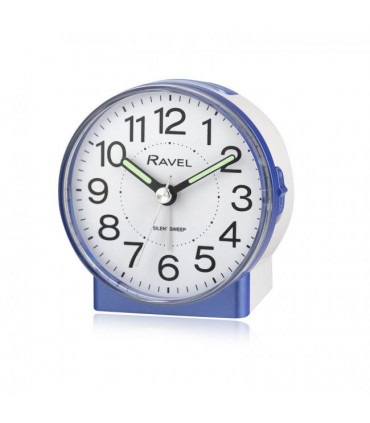 Ravel Round Mid Sized Bedside Quartz Blue Alarm Clock RC039.6