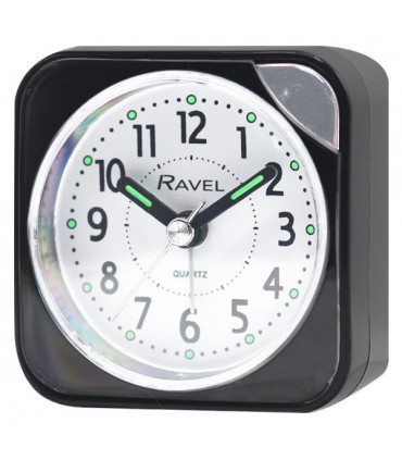 Ravel Small Square Quartz Travel Alarm Clock - Black RC001.33