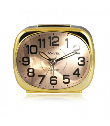 Ravel Small sized pillow shaped Bedside Quartz Alarm Clock - Black / Gold RC040.32