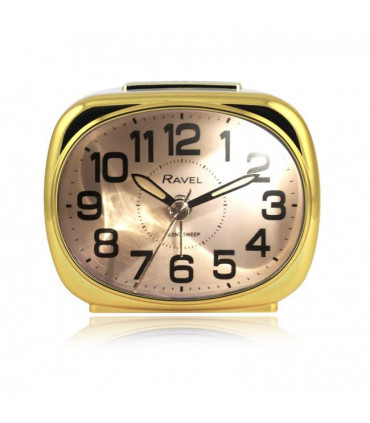 Ravel Small sized pillow shaped Bedside Quartz Alarm Clock - White / Gold RC040.42