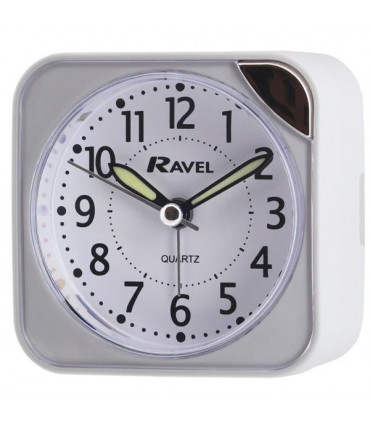 Ravel Small Square Quartz Travel Alarm Clock - White RC001.4