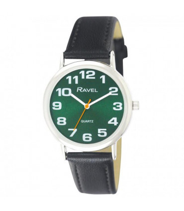 Ravel Unisex Classic Green Dial Black Strap Watch R0105.48.1
