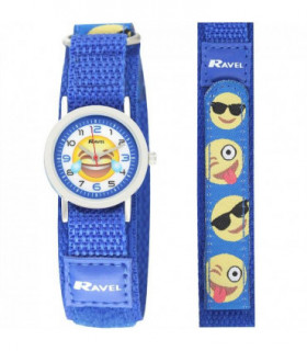 Ravel Childrens Velcro Emoji Watch Blue/Pink R1507.57 - CLEARANCE NEEDS RE-BATTERY