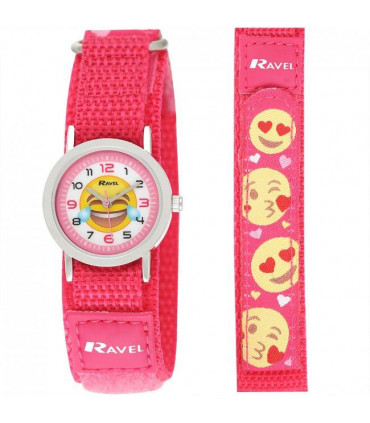 Ravel Childrens Velcro Emoji Watch Blue/Pink R1507.58 - CLEARANCE NEEDS RE-BATTERY