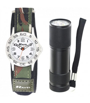 R4403 RAVEL CAMO KIDS WATCH & TORCH SET