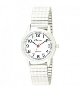 Ravel Ladies Bold Number White Dial Expander Bracelet Watch R0232.11.2
