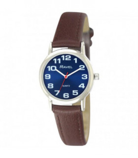 Ravel Women's Classic Blue Dial Brown Strap Watch R0105.49.2