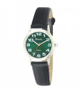 Ravel Women's Classic Green Dial Black Strap Watch R0105.48.2
