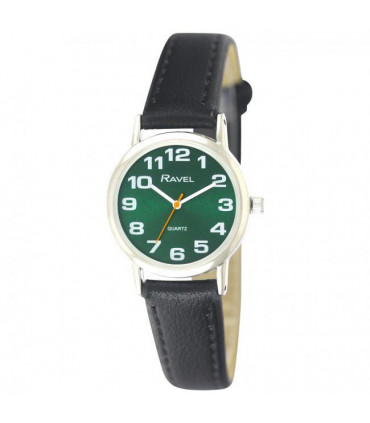 Ravel Women's Classic Green Dial Black Strap Watch R0105.48.2