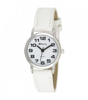 Ravel Women's Classic White Leather Strap Watch R0105.13.4LA