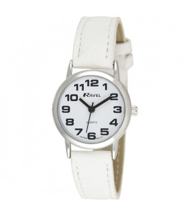 Ravel Women's Classic White Leather Strap Watch R0105.13.4LA