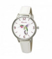 Ravel Ladies Hummingbird Leather Strap Watch - White RF010.4