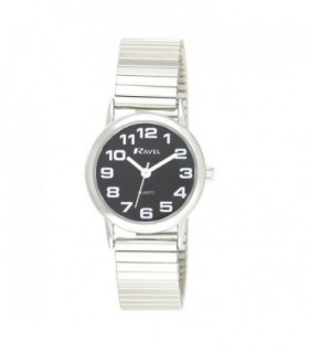 Ravel Ladies Chrome Black Dial Watch R0208.03.2S