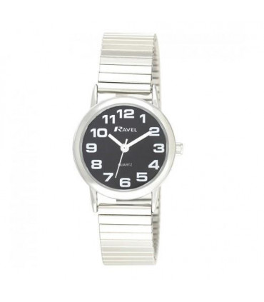 Ravel Ladies Chrome Black Dial Watch R0208.03.2S