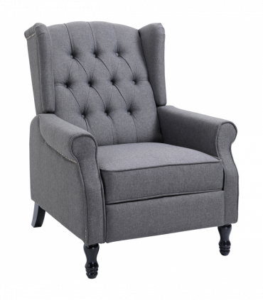 Recliner Armchair for Living Room Fabric Reclining Chair w/ Footrest Light Grey