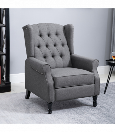 Recliner Armchair for Living Room Fabric Reclining Chair w/ Footrest Light Grey