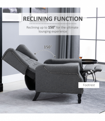 Recliner Armchair for Living Room Fabric Reclining Chair w/ Footrest Light Grey