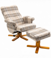 Recliner Chair and Footstool Linen-touch Fabric Wooden Base Multicolour