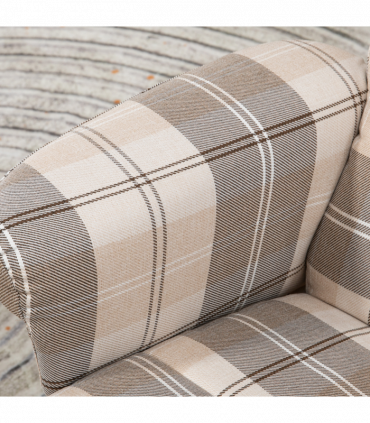 Recliner Chair and Footstool Linen-touch Fabric Wooden Base Multicolour