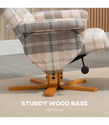 Recliner Chair and Footstool Linen-touch Fabric Wooden Base Multicolour