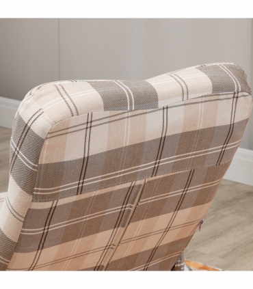 Recliner Chair and Footstool Linen-touch Fabric Wooden Base Multicolour