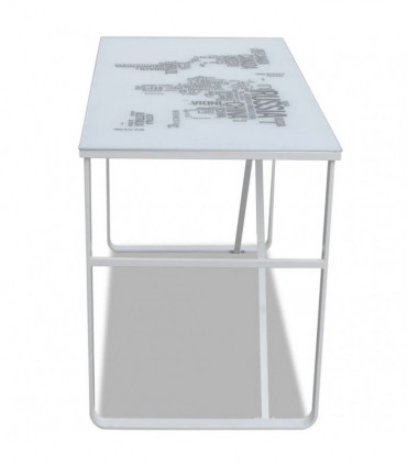 Rectangular Desk with Map Pattern